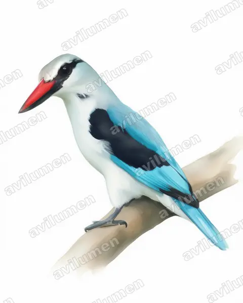 Watercolor illustration: Halcyon senegalensis (Woodland Kingfisher)