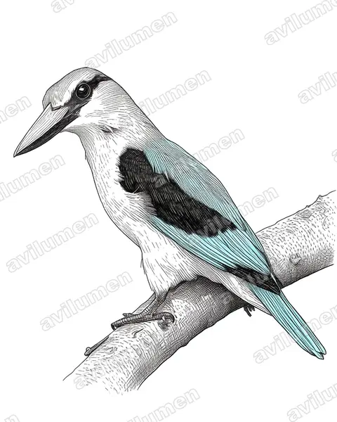 Ink illustration: Halcyon senegalensis (Woodland Kingfisher)