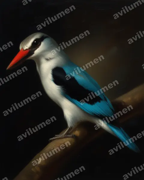 Oil illustration: Halcyon senegalensis (Woodland Kingfisher)