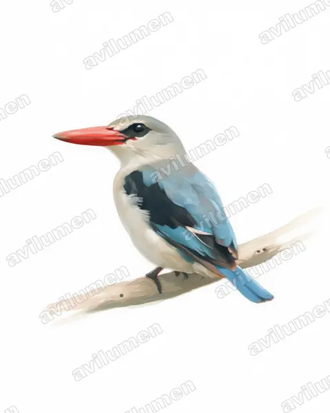 Illustration im Stil Aquarell: Mangrovenliest (Halcyon senegaloides)