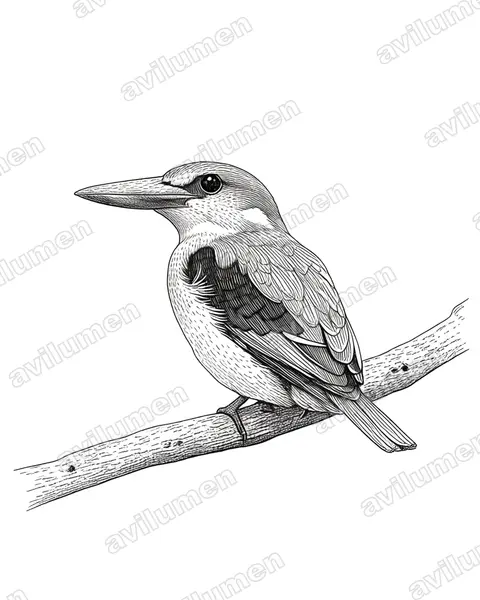 Illustration im Stil Tusche: Mangrovenliest (Halcyon senegaloides)