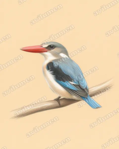 Illustration im Stil Buntstift: Mangrovenliest (Halcyon senegaloides)
