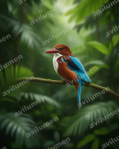 Ilustración en Realista: Halcyon smyrnensis (Alción de Esmirna)