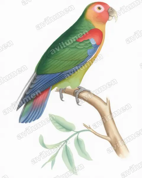 Watercolor illustration: Hapalopsittaca amazonina (Rusty-faced Parrot)