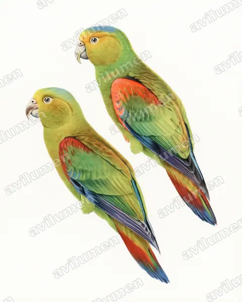 Watercolor illustration: Hapalopsittaca fuertesi (Fuertes's Parrot)