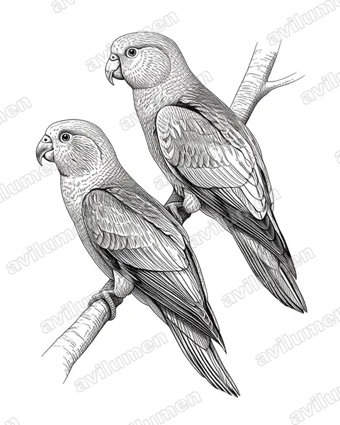Ink illustration: Hapalopsittaca fuertesi (Fuertes's Parrot)