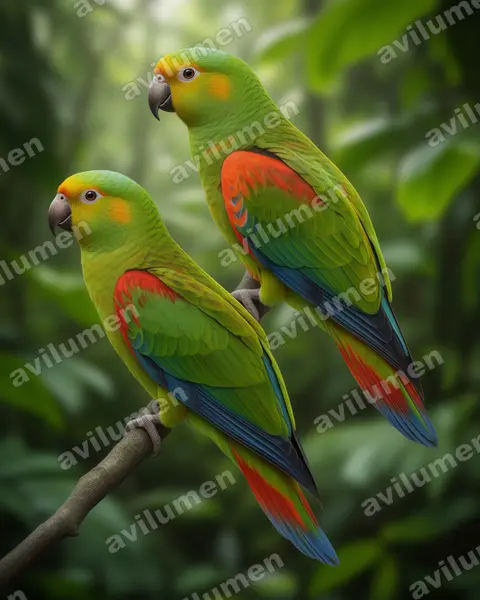 Realistic illustration: Hapalopsittaca fuertesi (Fuertes's Parrot)