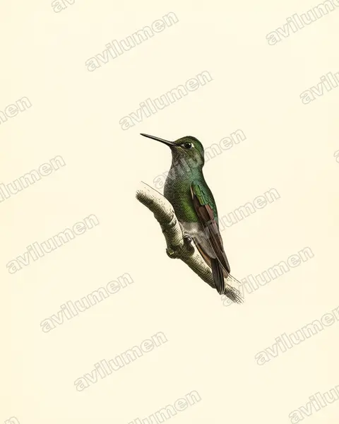 Ilustración en Lámina antigua: Haplophaedia assimilis (Calzadito verdoso sureño​)