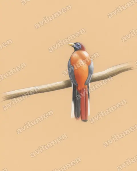 Colored pencil illustration: Harpactes ardens (Philippine Trogon)