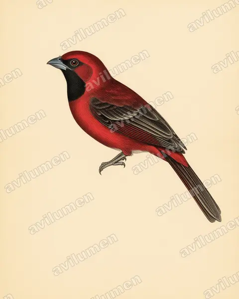 Vintage plate illustration: Harpactes diardii (Diard's Trogon)
