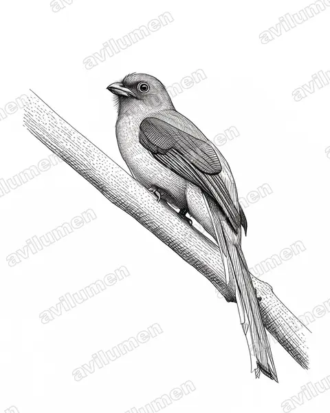 红头咬鹃（Harpactes erythrocephalus）的钢笔墨线插画