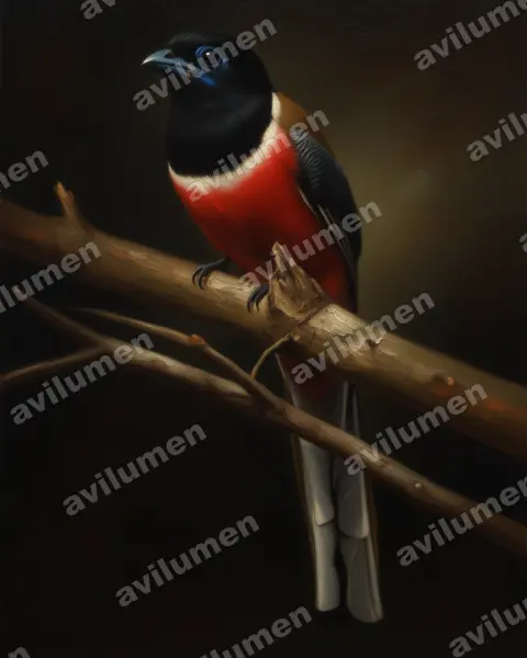 Illustration im Stil Öl: Malabartrogon (Harpactes fasciatus)