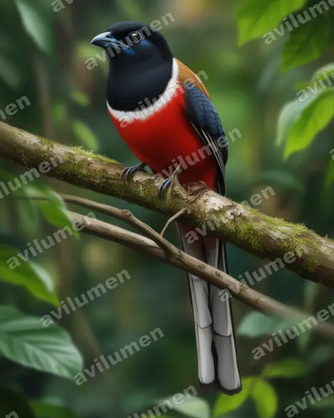 Illustration im Stil Realistisch: Malabartrogon (Harpactes fasciatus)