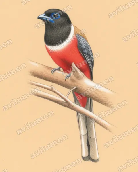 Illustration im Stil Buntstift: Malabartrogon (Harpactes fasciatus)