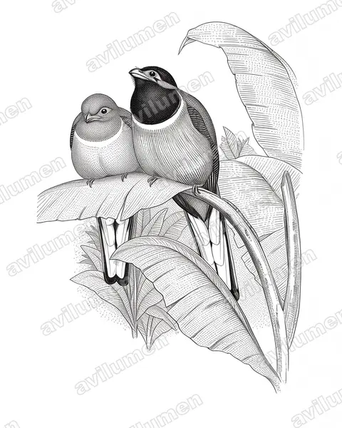 Ink illustration: Harpactes kasumba (Red-naped Trogon)