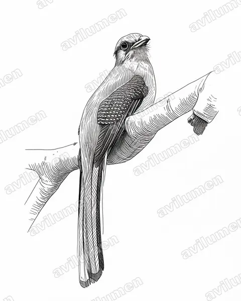 Illustration Encre : Harpactes oreskios (Trogon à poitrine jaune)