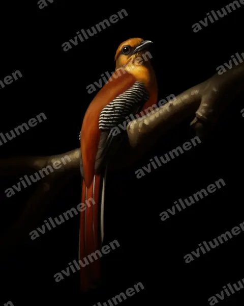 Illustration Huile : Harpactes oreskios (Trogon à poitrine jaune)