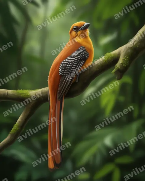 Illustration Réaliste : Harpactes oreskios (Trogon à poitrine jaune)