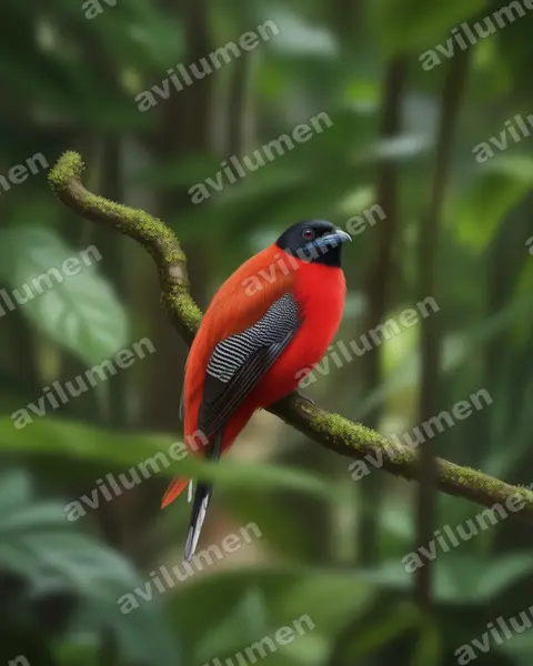 Realistic illustration: Harpactes orrhophaeus (Cinnamon-rumped Trogon)