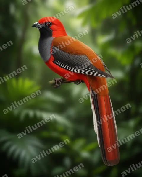 Ilustración en Realista: Harpactes whiteheadi (Trogón de Borneo)