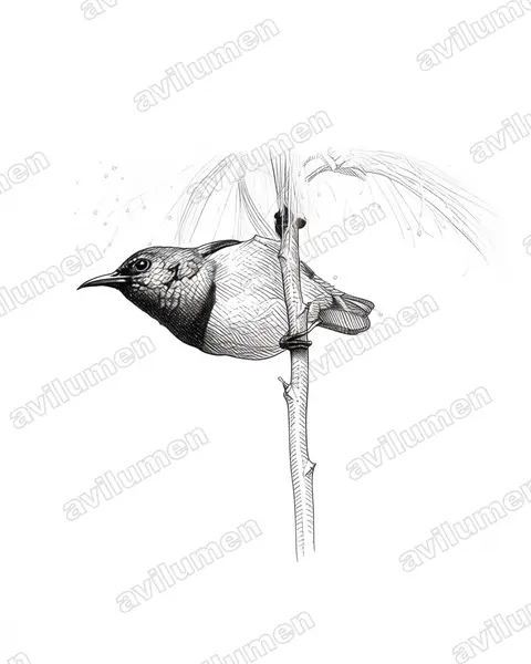 Ink illustration: Hedydipna collaris (Collared Sunbird)