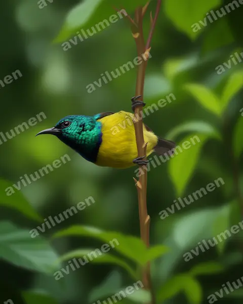 Realistic illustration: Hedydipna collaris (Collared Sunbird)