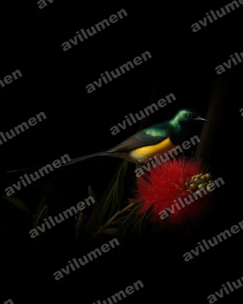 Ilustración en Óleo: Hedydipna metallica (Suimanga del Nilo)