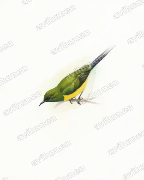 Illustration im Stil Aquarell: Hedydipna platurus (Hedydipna platura)