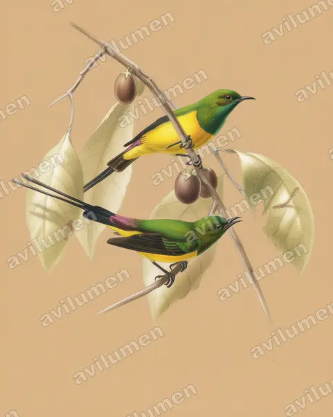 Illustration im Stil Buntstift: Hedydipna platurus (Hedydipna platura)