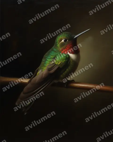 Oil illustration: Heliangelus amethysticollis (Amethyst-throated sunangel)