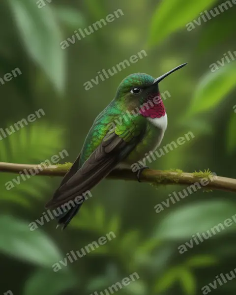 Realistic illustration: Heliangelus amethysticollis (Amethyst-throated sunangel)