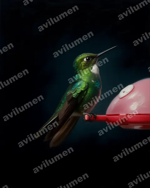 Ilustración en Óleo: Heliangelus exortis (Colibrí turmalina​)
