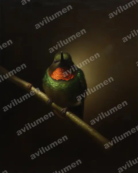 Oil illustration: Heliangelus micraster (Flame-throated sunangel)