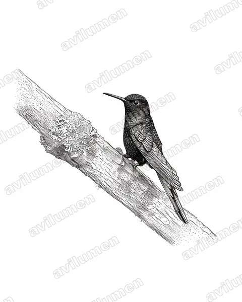 Illustration im Stil Tusche: Blausonnennymphe (Heliangelus regalis)