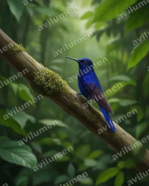 Illustration im Stil Realistisch: Blausonnennymphe (Heliangelus regalis)