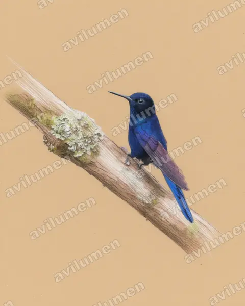 Illustration im Stil Buntstift: Blausonnennymphe (Heliangelus regalis)