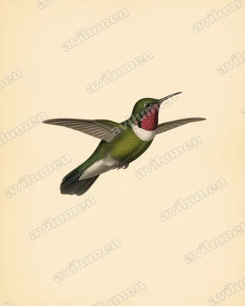 梅里达领蜂鸟（Heliangelus spencei）的古典图版插画