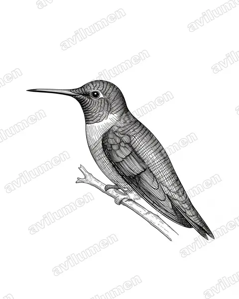 Illustration im Stil Tusche: Weißband-Sonnennymphe (Heliangelus strophianus)