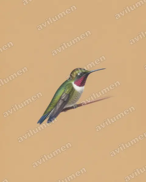 Illustration im Stil Buntstift: Weißband-Sonnennymphe (Heliangelus strophianus)