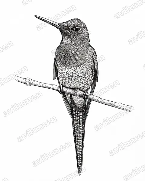 Ilustración en Tinta: Heliodoxa imperatrix (Brillante emperador​)