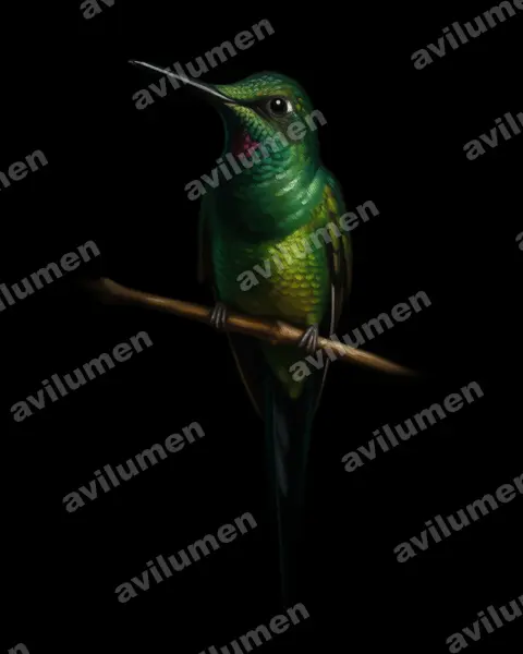 Ilustración en Óleo: Heliodoxa imperatrix (Brillante emperador​)