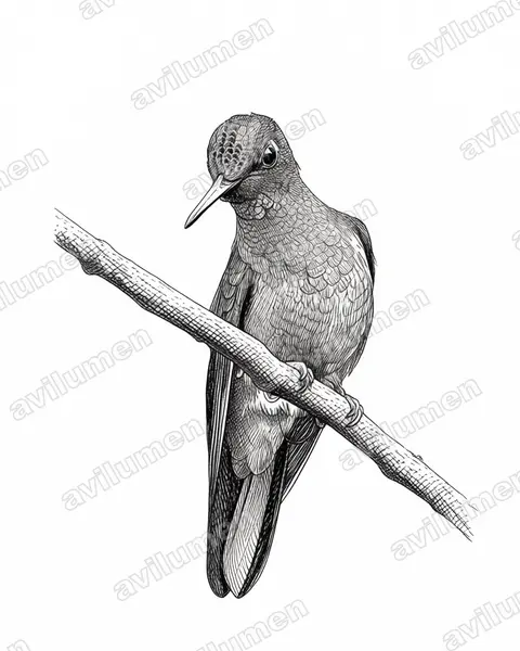 Illustration im Stil Tusche: Grünstirn-Brillantkolibri (Heliodoxa jacula)