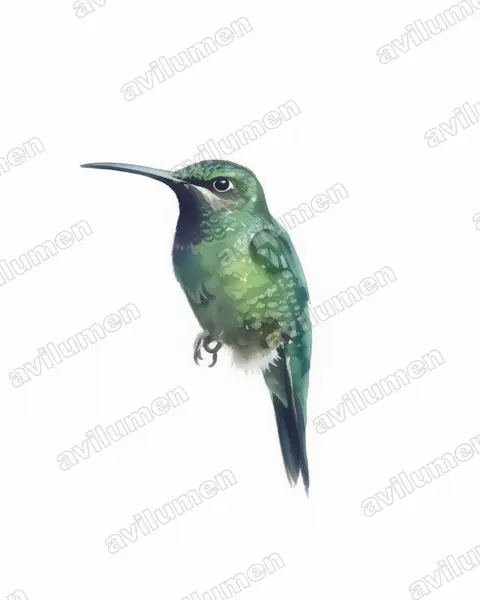 Illustration Aquarelle : Heliodoxa schreibersii (Brillant à gorge noire)