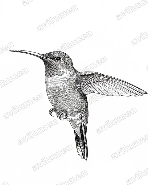 Illustration Encre : Heliodoxa schreibersii (Brillant à gorge noire)