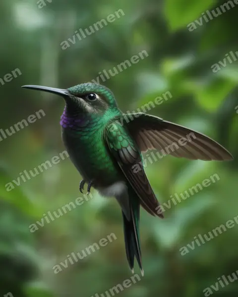 Illustration Réaliste : Heliodoxa schreibersii (Brillant à gorge noire)