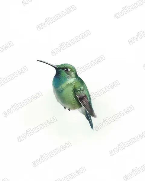 Illustration Aquarelle : Heliodoxa xanthogonys (Brillant à couronne verte)