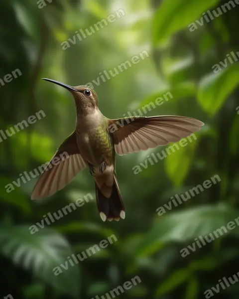 Ilustración en Realista: Heliomaster constantii (Colibrí pochotero​)