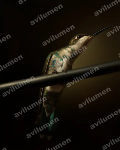 Ilustración en Óleo: Heliomaster furcifer (Colibrí de barbijo)