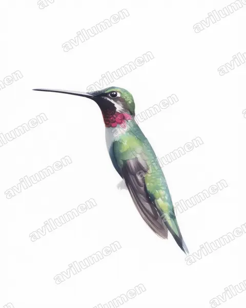 Ilustración en Acuarela: Heliomaster squamosus (Colibrí escamoso​)