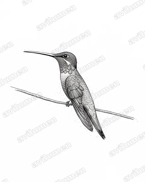 Ilustración en Tinta: Heliomaster squamosus (Colibrí escamoso​)